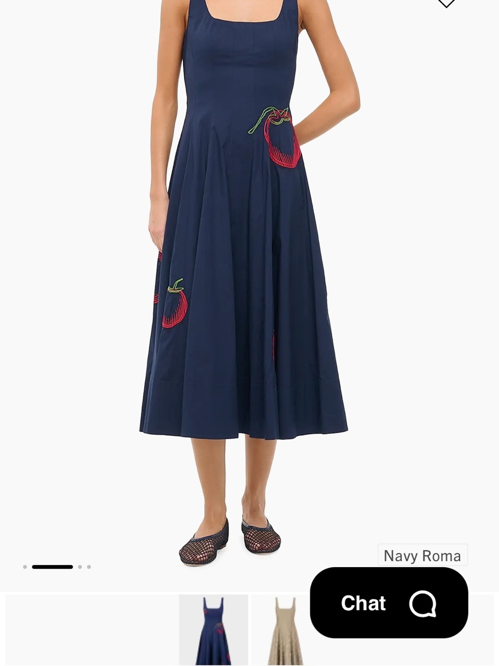STAUD Navy Midi Dress with Red Embroidery - Picture 3 of 3